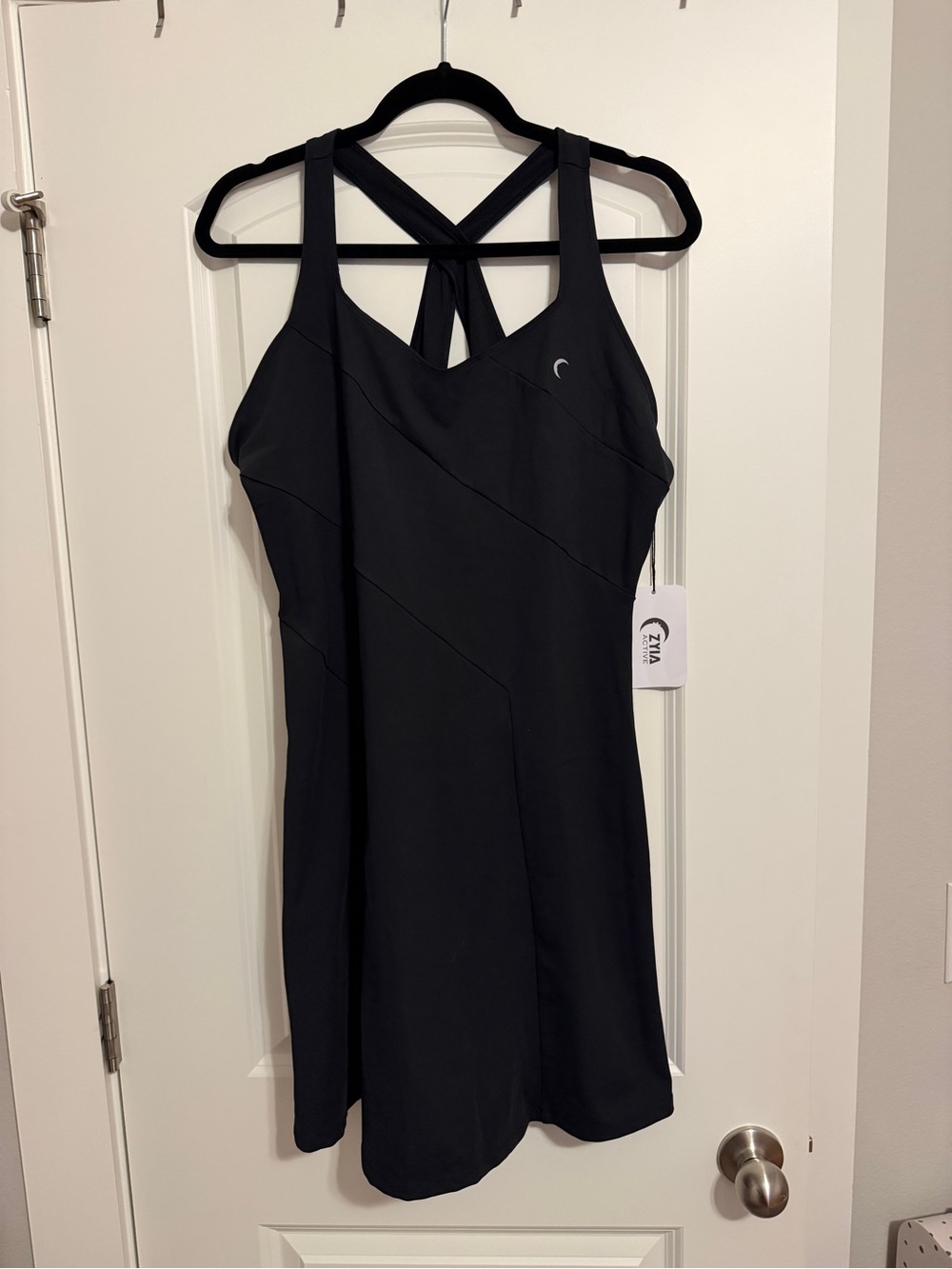 Zyia Actice Women's Black Crossback Active Mini Dress